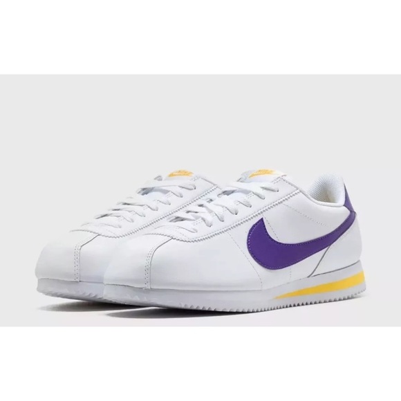 NIKE CORTEZ WHITE PURPLE YELLOW DM4044-106 Sizes Mens Fast Shipping - Picture 1 of 5